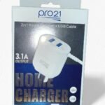 Cargador PRO 21 – 3.1A Micro / Cable Incorporado + 2 USB