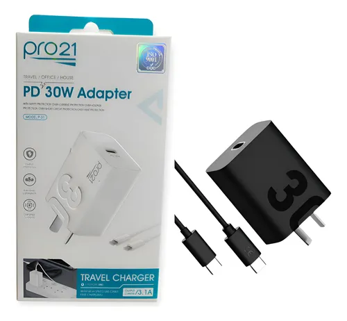 Cargador Turbo Pro21 Ultra Rápido 30w 3.1a Con Cable Tipo C